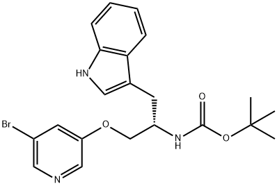 (S)-tert-butyl 1-(5-bromopyridin-3-yloxy)-3-(1H-indol-3-yl)propan-2-ylcarbamate Struktur