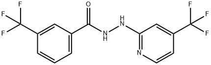 BENZOIC ACID, 3-(TRIFLUOROMETHYL)-, 2-[4-(TRIFLUOROMETHYL)-2-PYRIDINYL]HYDRAZIDE Structure