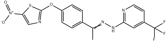 ETHANONE, 1-[4-[(5-NITRO-2-THIAZOLYL)OXY]PHENYL]-, 2-[4-(TRIFLUOROMETHYL)-2-PYRIDINYL]HYDRAZONE Structure