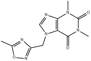 3,7-Dihydro-1,3-dimethyl-7-((5-methyl-1,2,4-oxadiazol-3-yl)methyl)-1H- purine-2,6-dione 结构式