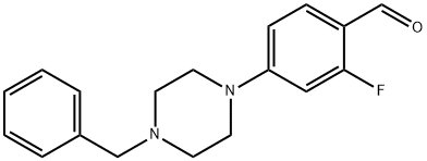 4-(4-BENZYL-1-PIPERAZINO)-2-FLUORO-BENZALDEHYDE 结构式