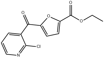 2-クロロ-3-(5-エトキシカルボニル-2-フロイル)ピリジン 化学構造式