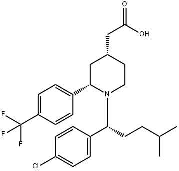 4-Piperidineacetic acid, 1-[(1R)-1-(4-chlorophenyl)-4-methylpentyl]-2-[4-(trifluoromethyl)phenyl]-, (2S,4R)-|4-Piperidineacetic acid, 1-[(1R)-1-(4-chlorophenyl)-4-methylpentyl]-2-[4-(trifluoromethyl)phenyl]-, (2S,4R)-