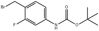 TERT-BUTYL 4-(BROMOMETHYL)-3-FLUOROPHENYLCARBAMATE 化学構造式