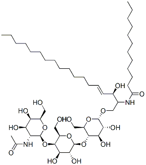 N-((2S,3R,E)-1-((2R,3R,4R,5S,6R)-5-((2S,3R,4R,5R,6R)-5-((2S,3R,4R,5R,6R)-3-ethanamido-4,5-dihydroxy-6-(hydroxymethyl)tetrahydro-2H-pyran-2-yloxy)-3,4-dihydroxy-6-(hydroxymethyl)tetrahydro-2H-pyran-2-yloxy)-3,4-dihydroxy-6-(hydroxymethyl)tetrahydro-2H-pyran-2-yloxy)-3-hydroxyoctadec-4-en-2-yl)dodecanamide 化学構造式