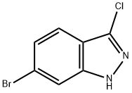 6-ブロモ-3-クロロ-1H-インダゾール 化学構造式