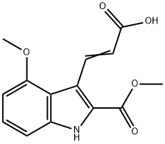 METHYL 3-(2-CARBOXY-VINYL)-4-METHOXY-1H-INDOLE-2-CARBOXYLATE 化学構造式