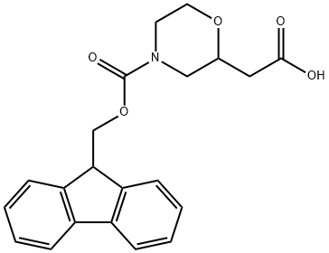 2-[4-(9H-芴-9-基甲氧基羰基)吗啉-2-基]乙酸 结构式