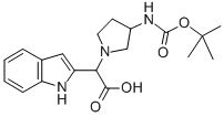 (3-BOC-AMINO-PYRROLIDIN-1-YL)-(1H-INDOL-2-YL)-ACETIC ACID Structure