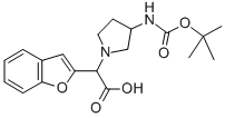 BENZOFURAN-2-YL-(3-BOC-AMINO-PYRROLIDIN-1-YL)-ACETIC ACID 化学構造式