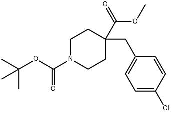1-BOC-4-[(4-CHLOROPHENYL)METHYL]-4-PIPERIDINECARBOXYLIC ACID METHYL ESTER Struktur