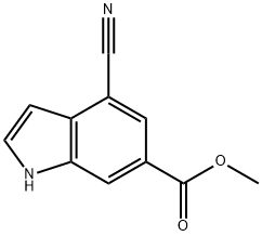 1H-Indole-6-carboxylic acid, 4-cyano-, Methyl ester 化学構造式