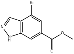 カルボン酸メチル4-ブロモ-6-(1H)-インダゾール 化学構造式