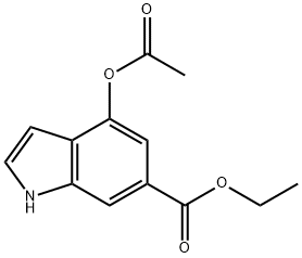 1H-Indole-6-carboxylic acid, 4-(acetyloxy)-, ethyl ester 化学構造式