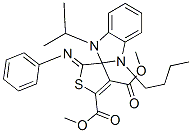 (Z)-DIMETHYL 1-BUTYL-3-ISOPROPYL-2'-(PHENYLIMINO)-1,3-DIHYDRO-2'H-SPIRO[BENZO[D]IMIDAZOLE-2,3'-THIOPHENE]-4',5'-DICARBOXYLATE Structure