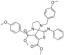 1,4-BIS-(4-METHOXY-BENZYL)-6-PHENYLIMINO-7-THIA-1,4-DIAZA-SPIRO[4.4]NON-8-ENE-8,9-DICARBOXYLIC ACID DIMETHYL ESTER,885722-27-0,结构式