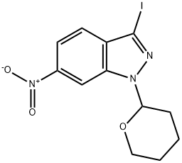 3-Iodo-6-nitro-1-(tetrahydro-2H-pyran-2-yl)-1H-indazole Struktur