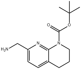 8-N-叔丁氧羰基-5,6,7,8-四氢-1,8-萘啶-2-甲胺, 886362-43-2, 结构式