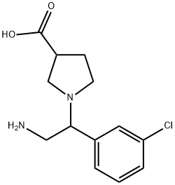 1-[2-AMINO-1-(3-CHLORO-PHENYL)-ETHYL]-PYRROLIDINE-3-CARBOXYLIC ACID 结构式