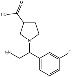 1-[2-AMINO-1-(3-FLUORO-PHENYL)-ETHYL]-PYRROLIDINE-3-CARBOXYLIC ACID
 Struktur
