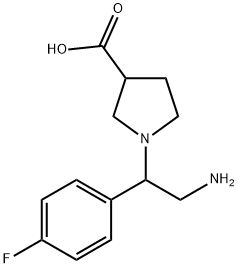 1-(2-氨基-1-(4-氟苯基)乙基)吡咯烷-3-羧酸, 886364-02-9, 结构式