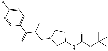 3-(3-N-BOC-AMINO-PYRROLIDIN-1-YL)-1-(6-CHLORO-PYRIDIN-3-YL)-2-METHYL-PROPAN-1-ONE
 Structure