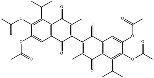 [2,2'-Binaphthalene]-1,1',4,4'-tetrone, 6,6',7,7'-tetrakis(acetyloxy)-1,1',4,4'-tetrahydro-3,3'-diMethyl-5,5'-bis(1-Methylethyl)-,886435-01-4,结构式