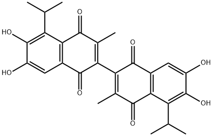 [2,2'-Binaphthalene]-1,1',4,4'-tetrone, 6,6',7,7'-tetrahydroxy-3,3'-diMethyl-5,5'-bis(1-Methylethyl)- Structure