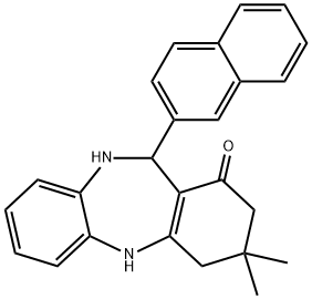 3,3-dimethyl-11-(2-naphthyl)-2,3,4,5,10,11-hexahydro-1H-dibenzo[b,e][1,4]diazepin-1-one,886644-59-3,结构式