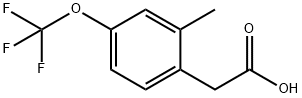 2-メチル-4-(トリフルオロメトキシ)フェニル酢酸 化学構造式