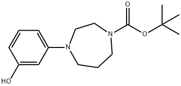 4-(3-羟基苯基)-1,4-二氮杂-1-羧酸叔丁酯,886851-68-9,结构式