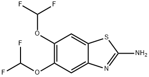 5,6-ビス(ジフルオロメトキシ)ベンゾチアゾール-2-イルアミン 化学構造式