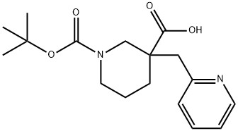 1-[(TERT-ブチル)オキシカルボニル]-3-ピリジン-2-イルメチルピペリジン-3-カルボン酸 化学構造式
