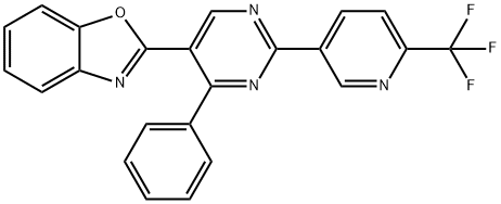 2-[4-PHENYL-2-(6-(TRIFLUOROMETHYL)PYRIDIN-3-YL)PYRIMIDIN-5-YL]BENZOXAZOLE 化学構造式