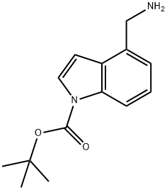 4-(氨基甲基)-1H-吲哚-1-甲酸盐酸盐叔丁基,887584-07-8,结构式