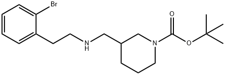 1-BOC-3-([2-(2-BROMO-PHENYL)-ETHYLAMINO]-METHYL)-PIPERIDINE 化学構造式
