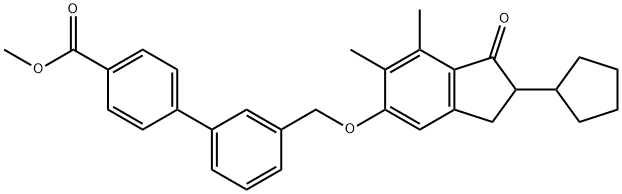 甲基3'-((((2-环戊基-6,7-二甲基-1-氧代-2,3-二氢-1H-茚-5-基)氧基)甲基)-[1,1'-二苯基]-4-羧酸盐 结构式