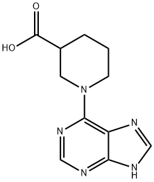 1-(9H-プリン-6-イル)ピペリジン-3-カルボン酸 化学構造式