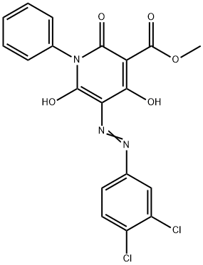 3-Pyridinecarboxylic  acid,  5-[(3,4-dichlorophenyl)azo]-1,2-dihydro-4,6-dihydroxy-2-oxo-1-phenyl-,  methyl  ester  (9CI) 结构式