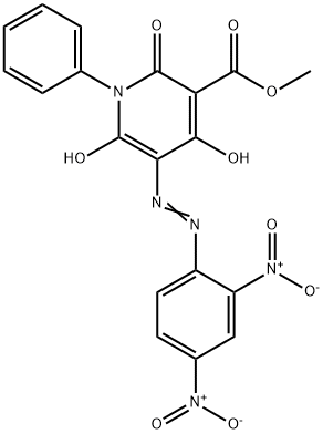 3-Pyridinecarboxylic  acid,  5-[(2,4-dinitrophenyl)azo]-1,2-dihydro-4,6-dihydroxy-2-oxo-1-phenyl-,  methyl  ester  (9CI) 结构式