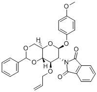 4-甲氧苯基3-O-烯丙基-4,6-O-苯亚甲基-2-脱氧-2-苯二甲酰亚氨基-Β-D-吡喃葡萄糖苷, 889453-84-3, 结构式