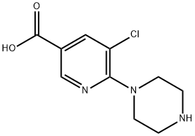 5-CHLORO-6-PIPERAZIN-1-YL-NICOTINIC ACID,889953-74-6,结构式