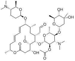 9-O-[(5S,6R)-5-(Dimethylamino)tetrahydro-6-methyl-2H-pyran-2-yl]-leucomycin V 2A-Acetate 化学構造式