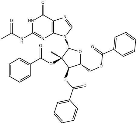 N-乙酰基-2'-C-甲基鸟苷-2',3',5'-三苯甲酸酯,890131-90-5,结构式