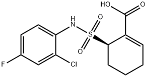 (R)-6-(2-CHLORO-4-FLUORO-PHENYLSULFAMOYL)-CYCLOHEX-1-ENECARBOXYLIC ACID 化学構造式
