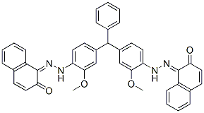 (1Z)-1-[[2-methoxy-4-[[3-methoxy-4-[(2Z)-2-(2-oxonaphthalen-1-ylidene) hydrazinyl]phenyl]-phenyl-methyl]phenyl]hydrazinylidene]naphthalen-2-o ne 结构式