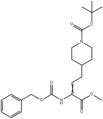 4-(3-CBZ-氨基-3-甲酸甲酯烯丙基)-1-N-BOC-哌啶 结构式
