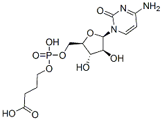 2(1H)-Pyrimidinone, 4-amino-1-(5-O-((3-carboxypropoxy)hydroxyphosphiny l)-beta-D-arabinofuranosyl)- Structure