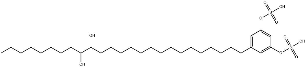 5-(16,17-ジヒドロキシペンタコシル)ベンゼン-1,3-ジオール1,3-ビス硫酸 化学構造式