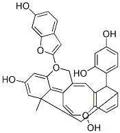 (+)-13-(2,4-Dihydroxyphenyl)-2-(6-hydroxybenzofuran-2-yl)-6-methyl-6,12-methano-6H,12H-[1]benzopyrano[4,3-d][1]benzoxocin-4,9-diol 结构式